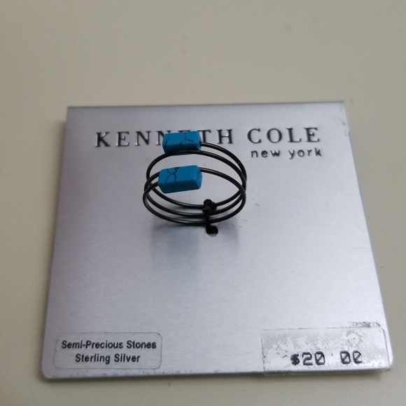 🎶 Kenneth Cole Turquoise Spiral Silver Ring - Picture 2 of 4